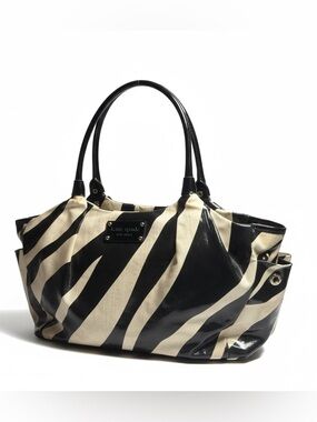 kate spade Black & Cream Zebra-Stripe Baby Diaper Bag Tote